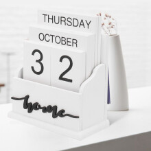 Wooden Clamshell Desk Block Calendar Permanent Wooden Desk Calendar Week Month Date Display Home Office Decoration