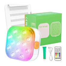 Rechargeable Submersible Pool Lights with Remote, IP68 Waterproof 16 Color Changing LED Lights with Glue