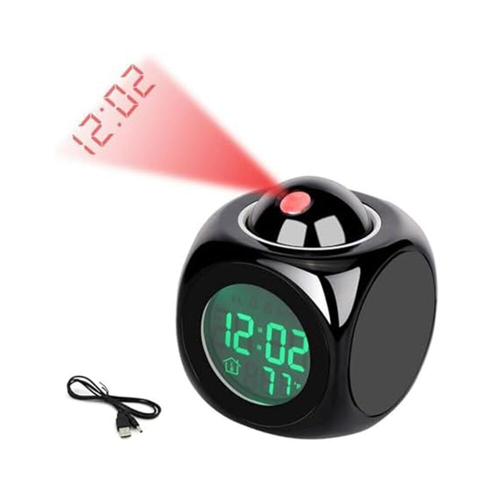 Projection Electronic Clock English Clock, Projection Clock Multi-Function Alarm Clock, Lcd Projection Alarm Clock Black Melitt