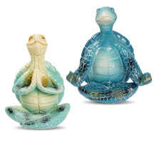 2 PCS Sea Turtle Meditation Home Decor, Meditation Figurine, Home Decor Yoga Resin Sea Turtle Statue for Home Office