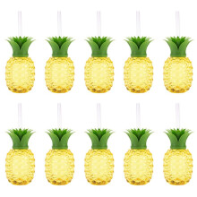 Tasse D'Ananas en Plastique, Tasse avec Paille, Décoration de Fête D'Anniversaire Luau, Tasse à Boire de Plage D'Été
