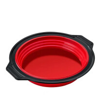 Round Shape Mold Silicone Folding Cake Baking Pan Mousse Fondant Cylinder Mould for Pastry Dessert Jelly Making,Red