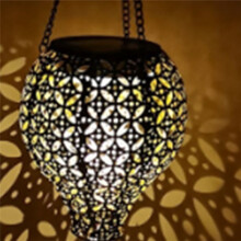 Hot Air Balloon Solar Lantern, Flower Hollow Out Solar Powered Hot Air Balloon Lantern Outdoor Waterproof