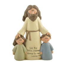 Estatuilla de Resina Religiosa Cristiana, Estatua de Jesús con Niños y Niñas, Adorno Artesanal, Decoración del Hogar, Regalos de Navidad