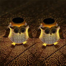 2Pcs Iron Art Solar Owl Ground Light Crafts Garden Lawn Outdoor Garden Decorative Lamp LED Solar Light Hanging Landscape