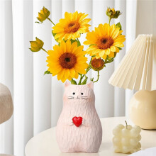 Vase Chat Statue Faite à la Main Vase Plantes à Fleurs Étagère Bureau Mignon Pot Ornements Décor de Fleur Maison Bouteille Accents
