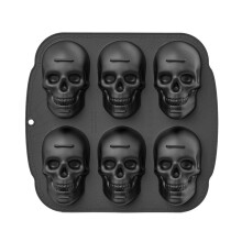 Molde de Silicona para Molde para Pasteles con Calavera de Halloween, Molde para Hornear de Silicona 3D con Calavera Pirata de 6 Cavidades, Negro