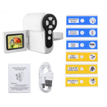 DV-Mikroskop für Kinder, 1000-Faches Mikroskop mit 6 Einstellbaren LED-Leuchten, 2-Zoll-LCD mit 32 GB Speicherkarte, Tragbares Mikroskop