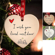 Christmas Decorations Heart Hanging Ornament Ceramics Ornament Decor Perfect for Friends Couples Christmas Tree