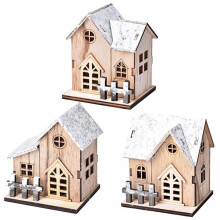 Christmas-Village House Decor Wood Rustic Decor with Light Xmas Lantern Decor for Village Collection Christmas Ornaments