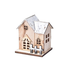 Christmas-Village House Decor Wood Rustic Decor with Light Xmas Lantern Decor for Village Collection Christmas Ornaments