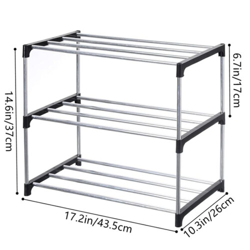Stackable Small Shoe Rack, Entryway, Hallway and Closet Space Saving Storage and Organization (3-Tier, Black) 1