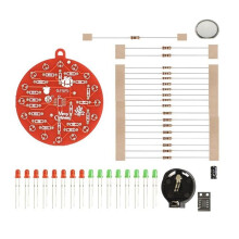Red Board Christmas Tree NE555 Flashing Lights Hanging Circuit Fun DIY Electronic Production Kit Portable Module, Kit B