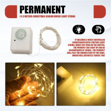 DIY Christmas Sound Sensor with LED String Decorative Lights Christmas Music Speaker for Party Xmas Tree Deco Warm White
