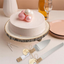 11 Inch Wood Cake Stand, Round Wooden Cupcake Pedestal, Paulownia Wood Slice with Legs, Rustic Cake Holder Wooden
