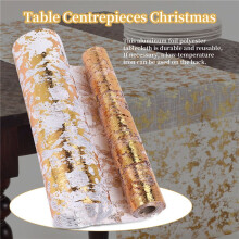 Table Runner, Sparkling Polyester Tulle Ribbon Roll with Gold Foil,Birthday Party Wedding Christmas Decor 28cmx5M