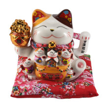 7 Zoll Keramik Winkende Katze Maneki Neko Ornament Feng Shui Dekoration Schaukel GlüCk Katze,A