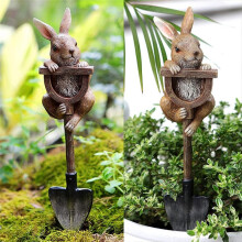Estatua de Conejito, DecoracióN de JardíN Caprichosa para Exteriores, Estatuilla de Conejo de Resina en Pala, DecoracióN de CéSped Al Aire Libre