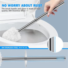 Toilet Brush and Holder, 2 Pack Toilet Brush with 304 Stainless Steel Long Handle, Toilet Bowl Brush Black