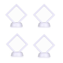 4 Pieces Of Challenge MynthåLlare 3D Flytande Ram med FäSte Anti-Tarnishing Smyckeskrin MyntvisningsskåP Vit
