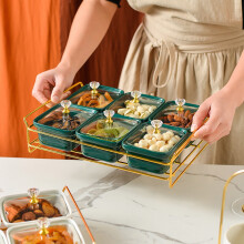 Luxury Fruit Plate Dried Fruit Plate  Compartment Candy Plate with Lid for Home Use Living Room Coffee Table B