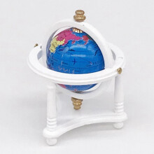 1/12 Scale Dollhouse World Globe with Wooden Stand, Globe Dollhouse for Doll House Desktop Display Decoration Red