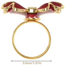 6 Pieces Red Bowknot Napkin Rings, Butterfly Knot Napkin Ring Holders Handmade Metal Napkin Buckles Elegant Table Decor