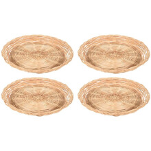 4 Pcs Bamboo Paper Plate Holder - 10 Inch Round Woven Plate Holder, Reusable Paper Plate Holders for Picnic Party