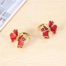 6 Pieces Red Bowknot Napkin Rings, Butterfly Knot Napkin Holders Handmade Metal Napkin Buckles Elegant Table Decor
