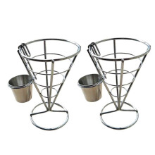2 StüCk Pommes Frites StäNder Kegel Korb Braten Halter mit Sauce Dippers Metall Gebratenes Huhn Display Rack Draht StäNder