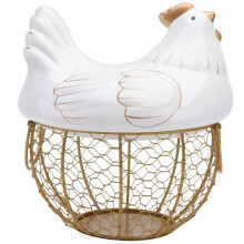 Keramik Eisen HüHnerei Eier Korb Halter Snack Obst Diverses Aufbewahrung Box Hen Ornamente BehäLter Organizer Gestell-A