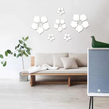 Decor 3D Flower DIY Wall Decoration Acrylic Mirror Wall Sticker Decal for Home Living Room Bedroom ,18 Pieces