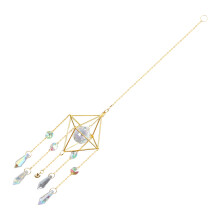 Crystal Sun Catcher, Rainbow Prism, Window Sun Catcher, Placcato nel Oro Celestial Suncatcher, Boho Sun & Moon con Cristalli