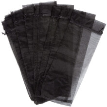 30 Stuks Zwarte Organza Wijnfleszakken, Pure Mesh Fles Geschenkzakjes Wijnhoezen Jurken met Trekkoord voor Halloween