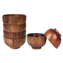 6 Pcs Wood Bowls Serving Tableware for Rice, Soup, Dip, Coffee, Tea, Decoration Wooden Salad Bowl Kitchen Cutlery Set