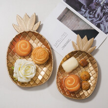 Nordisch Dekoratives Tablett Gold Ananas Form Portion Tablett Schmuck Palette Obst Snack Gericht Tisch Aufbewahrung Organisator (Groß)