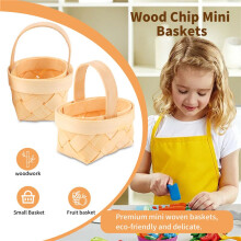 12Pcs Wood Chip  Baskets Manual Woven Baskets Ornaments Candy Storage Box