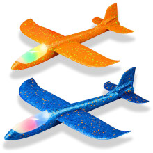2-Pack LED-Lichtvliegtuig 48 cm Groot Werpschuimvliegtuig Buitensport Achtertuin Verjaardagsfeestje Kinderen Optimale Geschenken