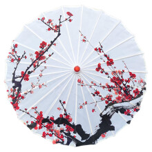 28 Inch White Chinese Paper Parasol with Handmade Wooden Frame for Wedding and Photography Props