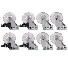 8 x Heavy Duty 75mm Swivel Castor Wheels Trolley Furniture Caster with Brakes (Set of 4 x Swivel & 4 x Braked)