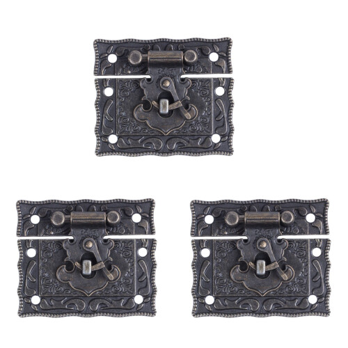 3X Wood Case Chest Box Rectangle Clasp Closure Hasp Latches Bronze Tone