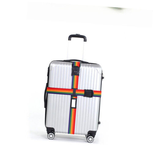 Rainbow Luggage Strap with Combination Lock, Adjustable Belt for Suitcase Security and Easy ID