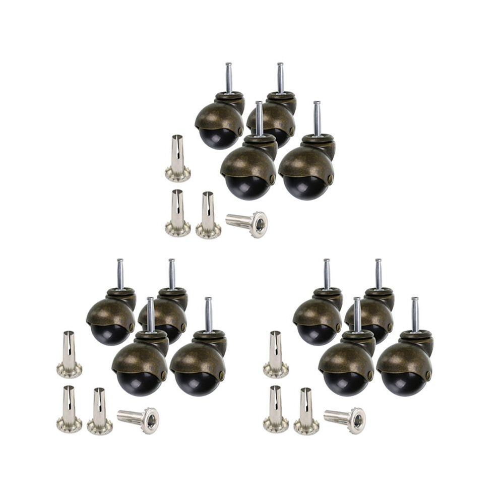 12 Pack 2 Inch Caster Stem Caster Wheel With Sockets,Vintage Antique Swivel Caster For Furniture,Sofa,Chair,Cabinet 6031805632138