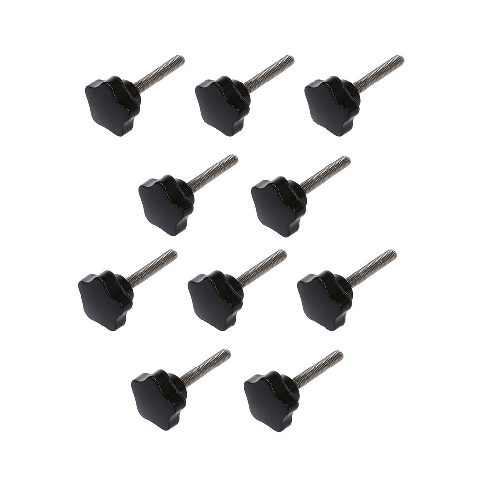 10Pcs M8 X 50Mm Thread Replacement Star Hand Knob Tightening Screw Black Silver Tone 6032542427803