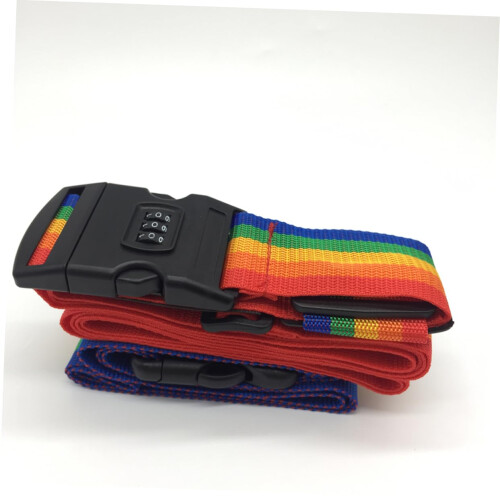 Rainbow Luggage Strap with Combination Lock, Adjustable Belt for Suitcase Security and Easy ID 1