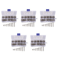 1000Pcs M3 Stainless Steel Flat Screws Kits High Strength Self-Tapping Screws Assortment Set for Wood Furniture