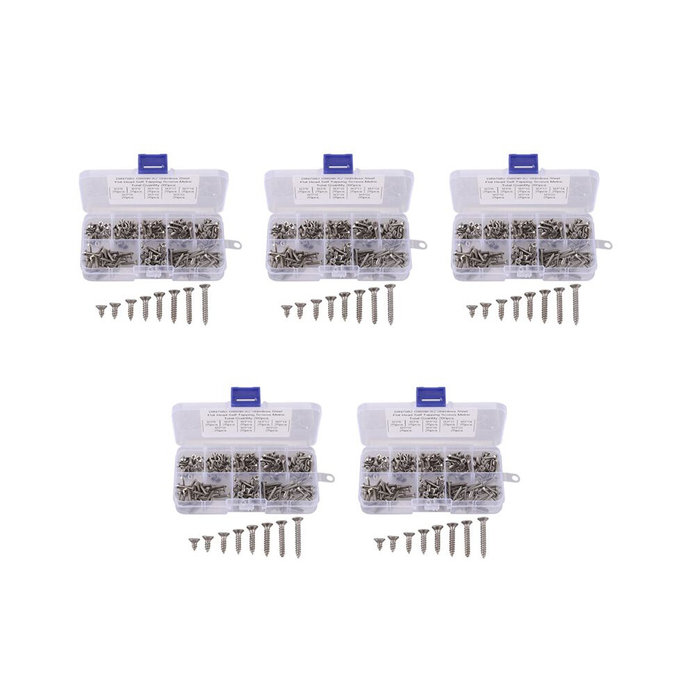 1000Pcs M3 Stainless Steel Flat Screws Kits High Strength Self-Tapping Screws Assortment Set For Wood Furniture 4713045260860
