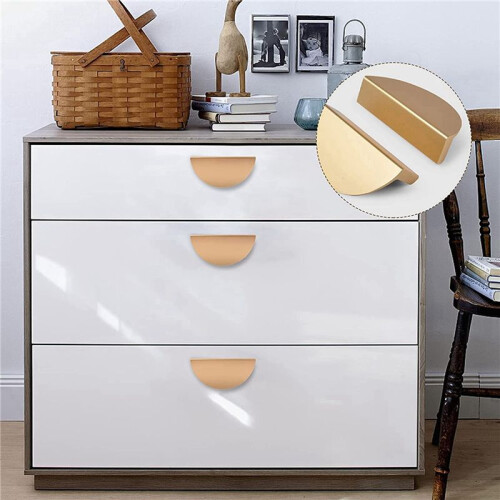 32Pack Champagne Gold Drawer Pulls,2.5 Inch Half Moon Cabinet Drawer Pulls Kitchen Handles 2