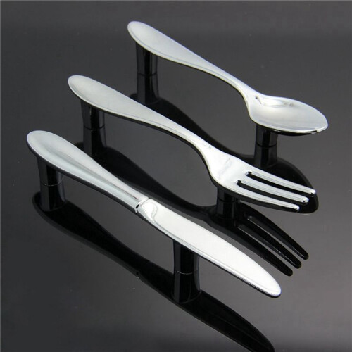 12 Pcs Silver Kitchen Cabinet Drawer Pull Handles Knobs (Knife Fork Spoon) 2