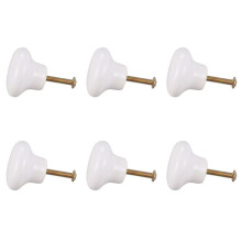 6Pcs Ceramic Door Round Handles Kitchen Cabinet Cupboard Wardrobe Pull Knobs White S